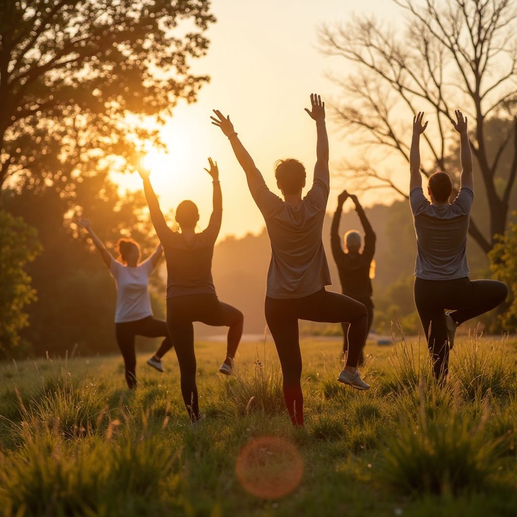 Morning movement session in outdoor setting
